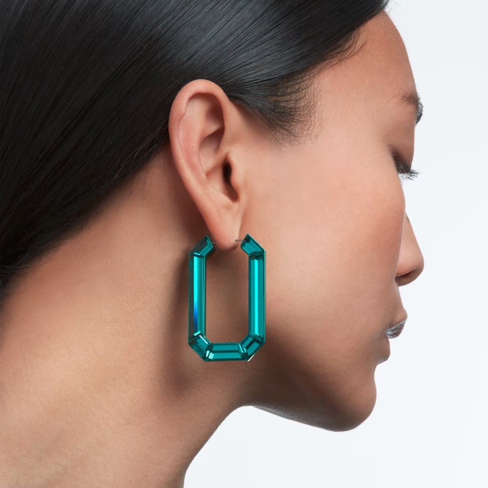 Swarovski lucent hoop emerald green earrings - Picture 2 of 5